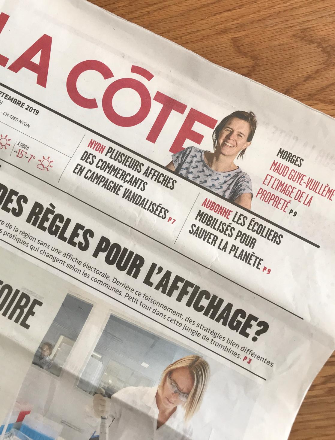 Journal La Côte - Anti-littering. Maud Guye-Vuillème